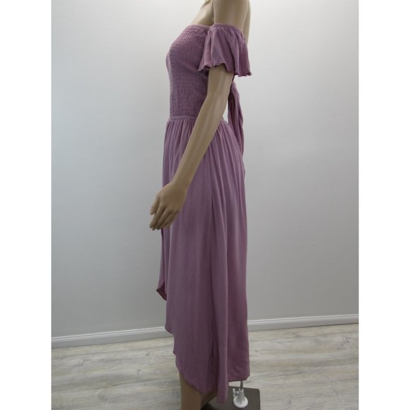 SALTY LEMON OFF SHOULDER HI-LOW MAXI DRESS SIZE  MEDIUM - Picture 5 of 8